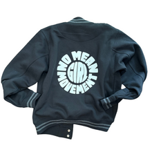 Load image into Gallery viewer, No Mean Girl Movement Black Bomber/ Letterman Jacket with Personalized Initial
